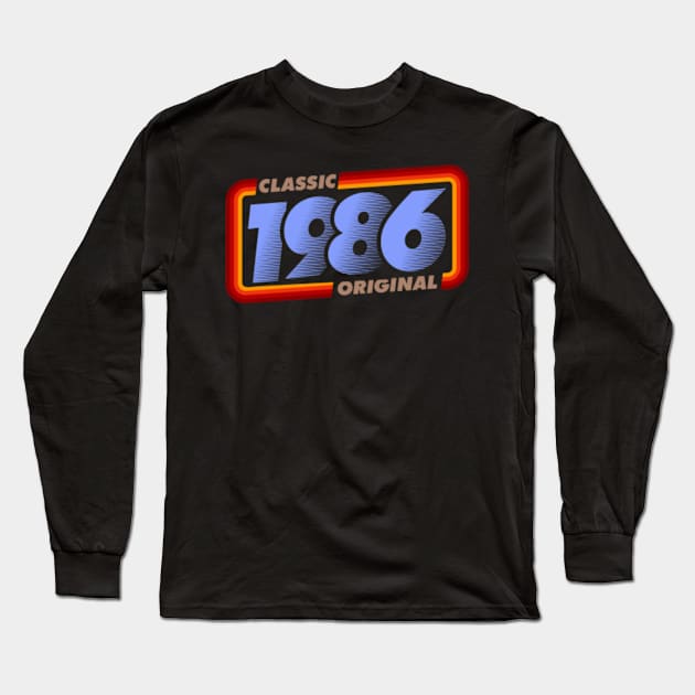 1986 Classic Retro Original B Day Long Sleeve T-Shirt by A-Buddies